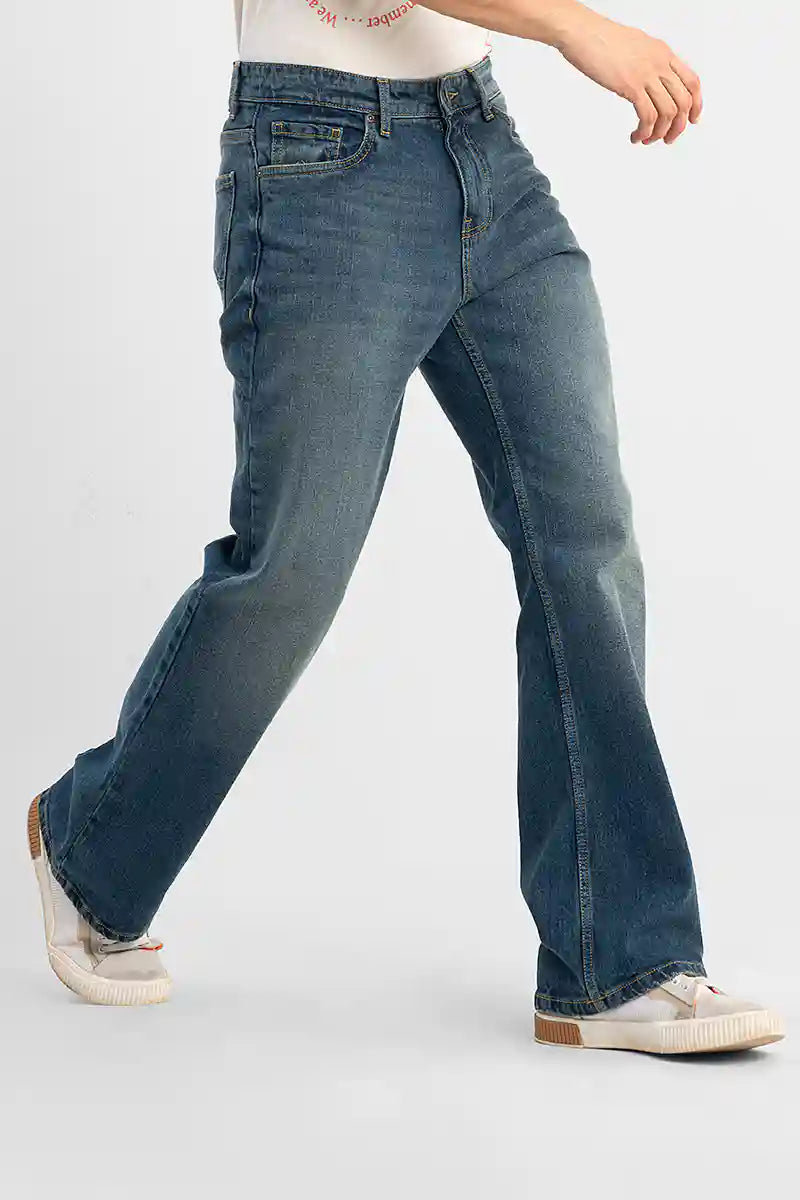 Grunge Blue Bootcut Jeans