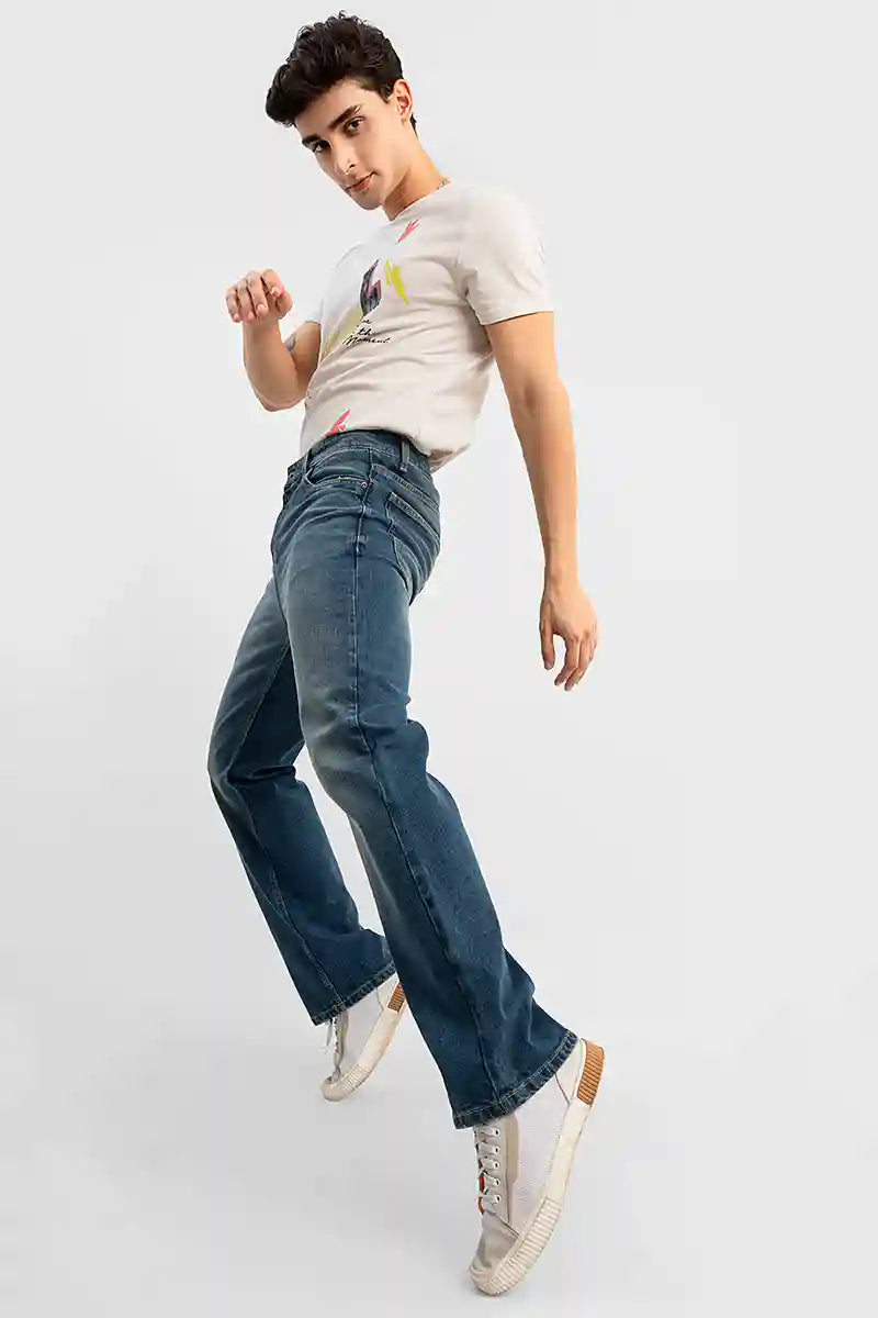 Grunge Blue Bootcut Jeans