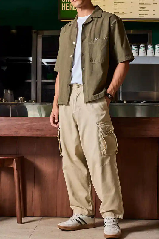 Straight Fit Twill Cargo Pants